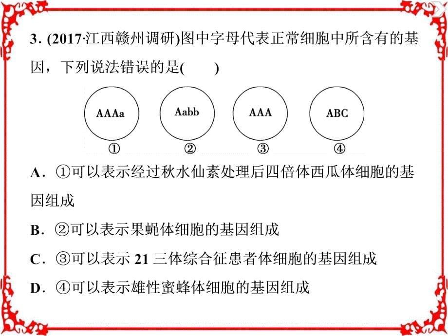 2018高考生物(新课标)一轮复习讲解课件第七单元第26讲染色体变异课时作业_第5页