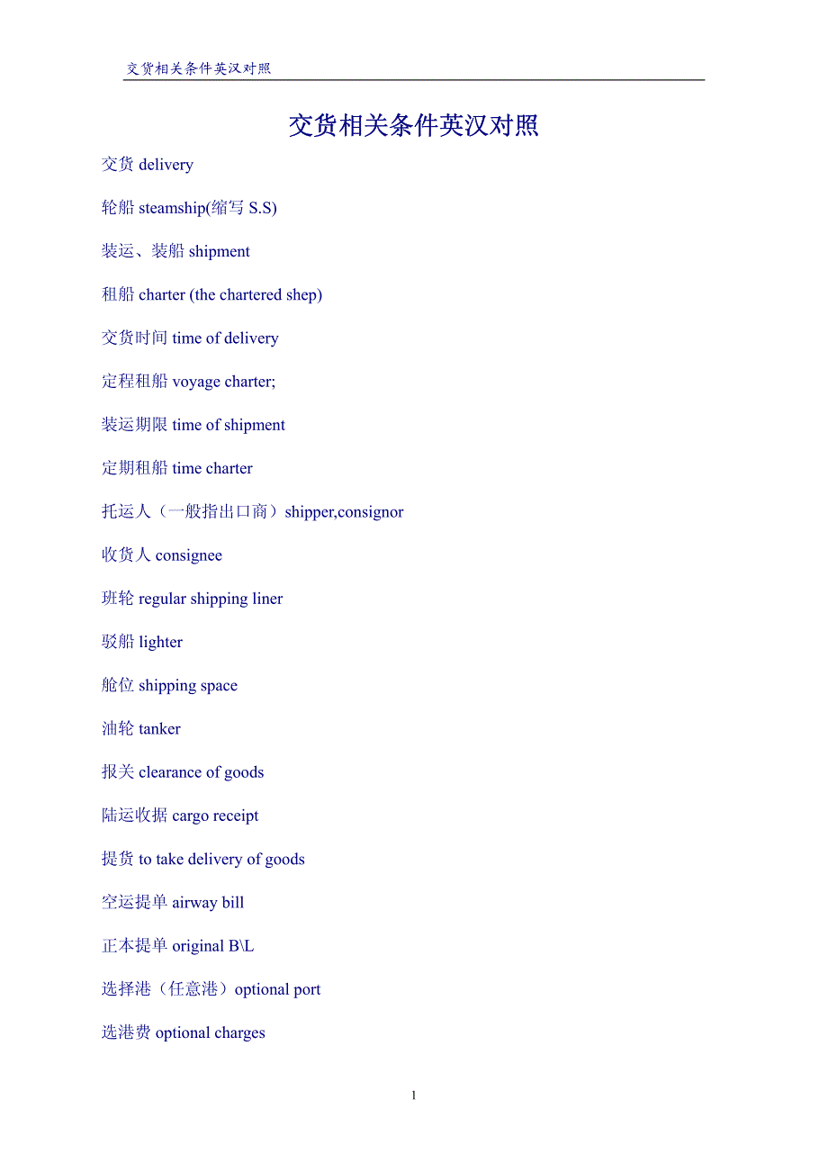交货相关条件英汉对照_第1页