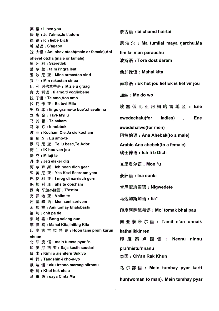 我爱你 的多种表达_第1页