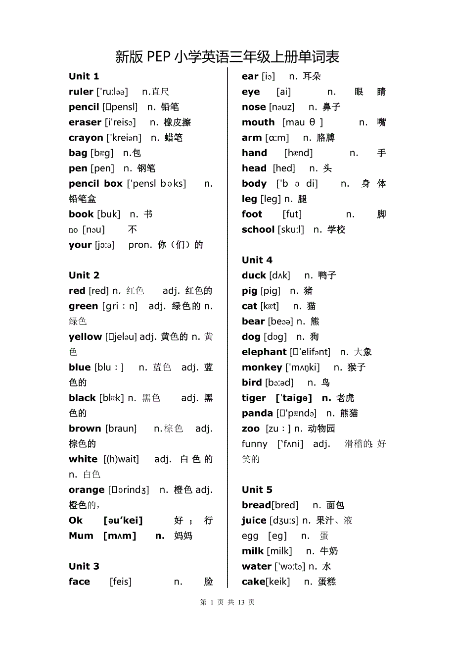 新版PEP小学英语(3-5年级)单词表、表达表[1]_第1页