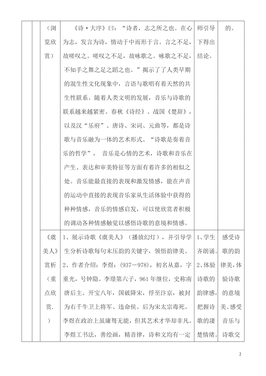 高中音乐 音乐与诗歌的交融教案_第2页