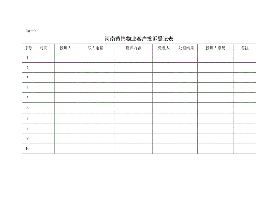 客户投诉登记表_第1页