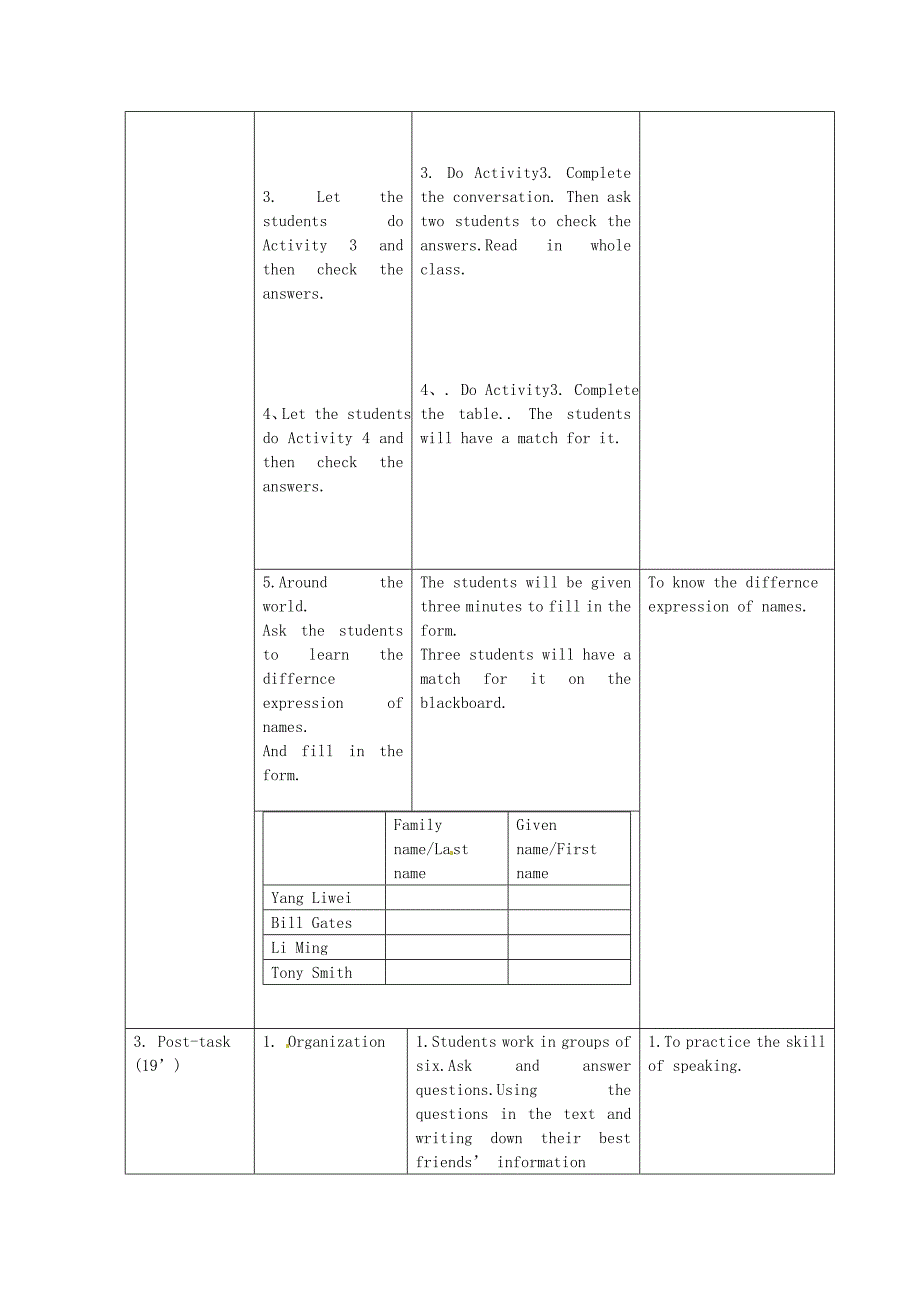 2017外研版英语七上Module 1 Unit 3《Language in use》教案+达标训练_第3页