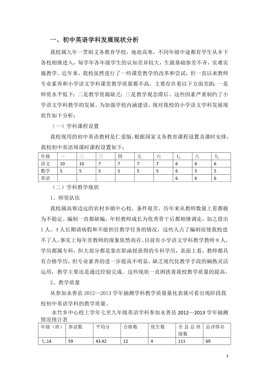 水竹乡中心校初中英语学科课程实施_第3页