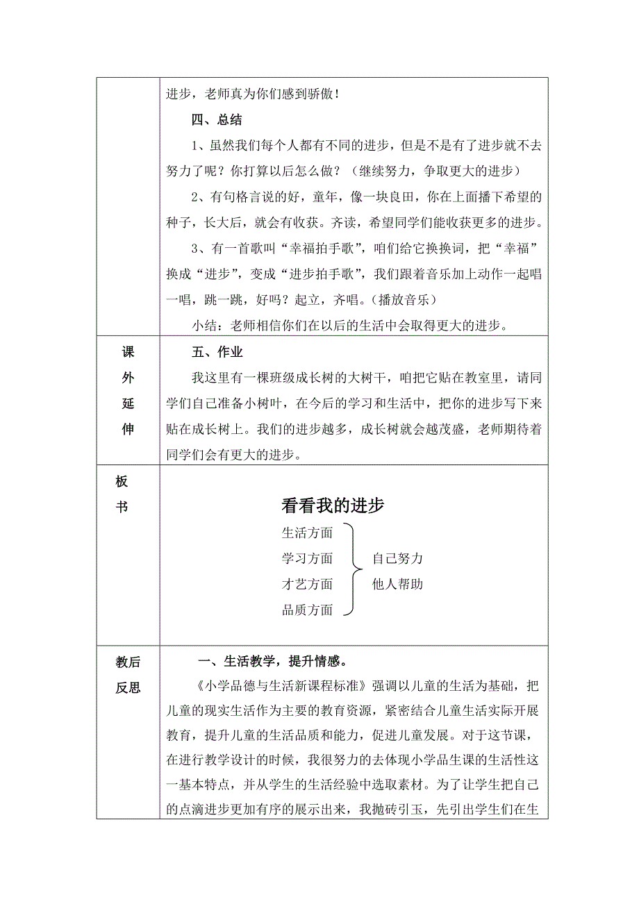 山东人民版思品二下《看看我的进步》教学案例_第4页