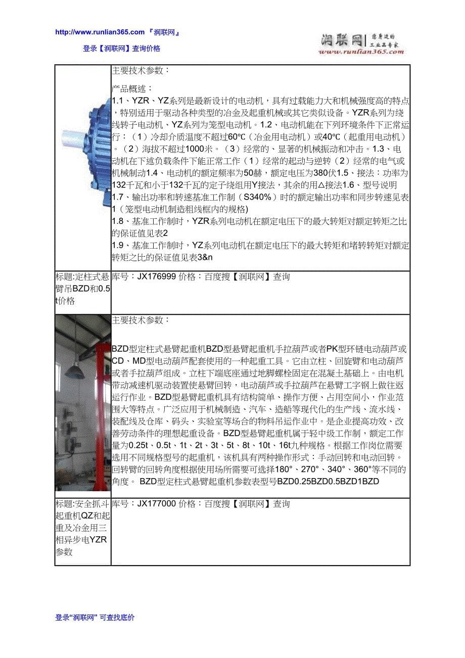 定柱式悬臂BZZ1(7-12)和手动悬臂吊BZ型价格_第5页