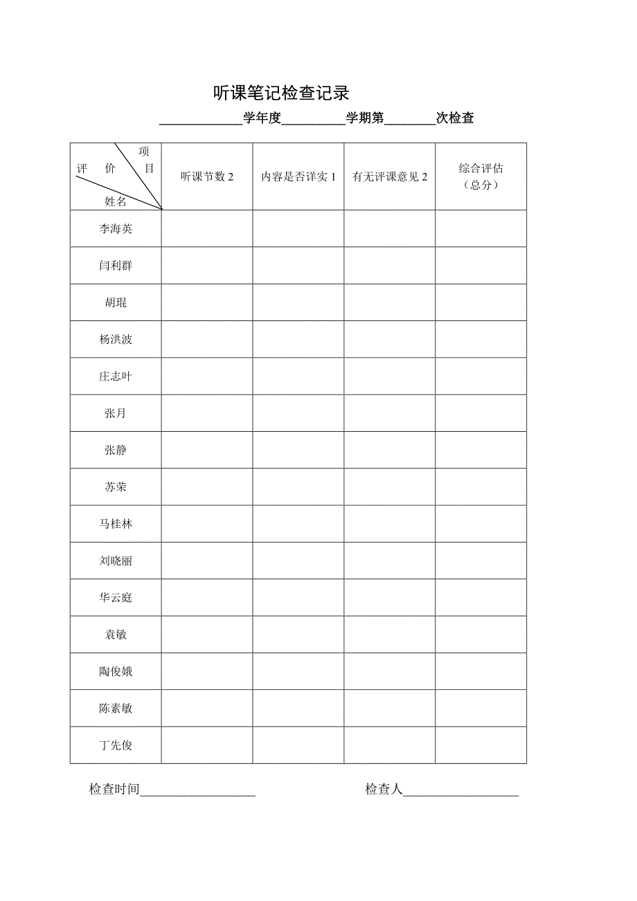 听课检查记录表_第1页