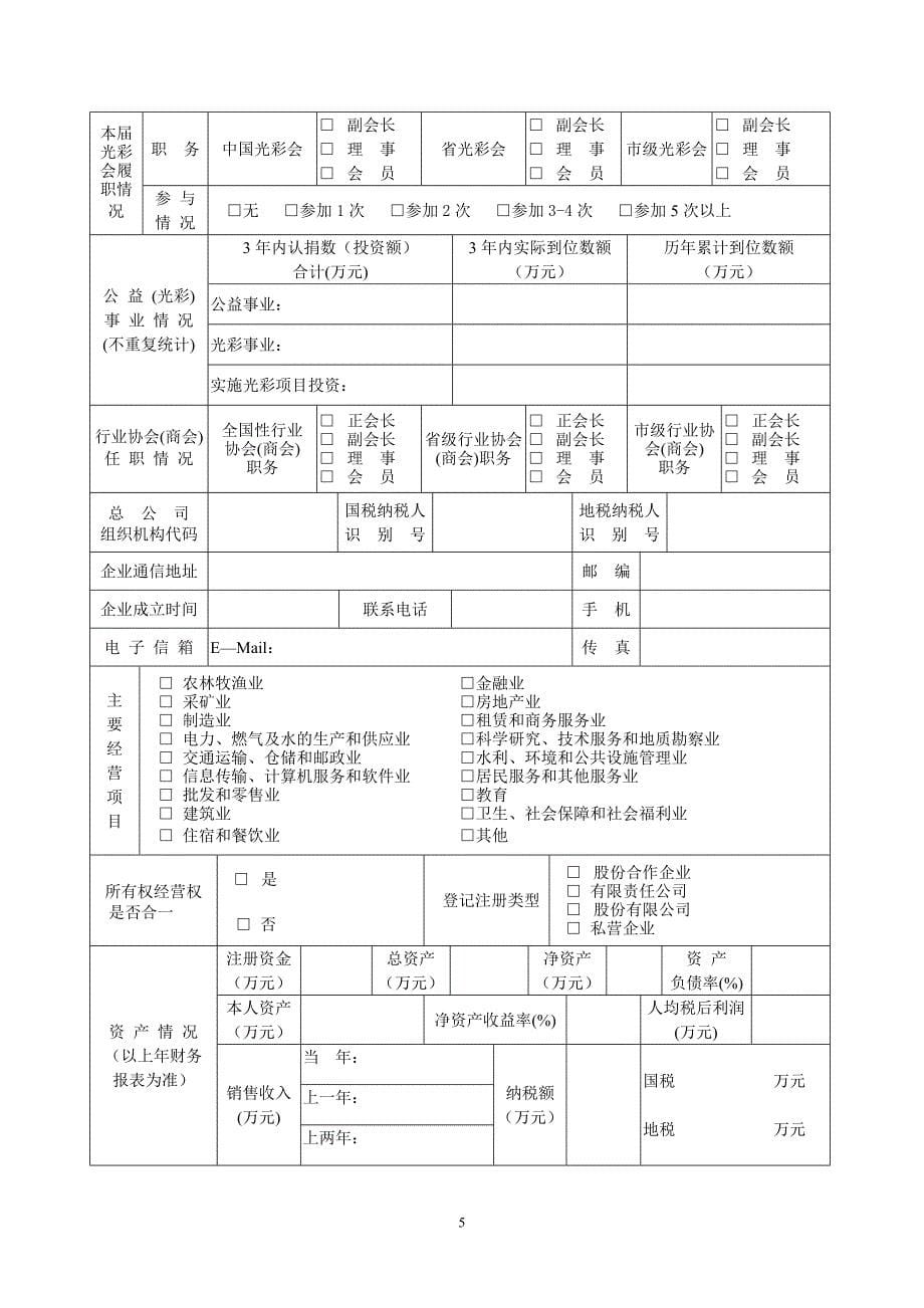 非公有制经济代表人士信息登记表_第5页