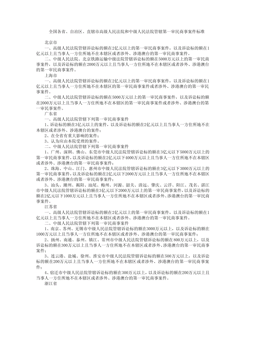 全国各省、自治区、直辖市高级人民法院和中级人民法院_第1页