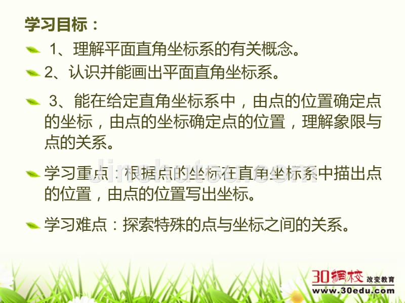 人教版(新)数学七年级下册第七章第一节平面直角坐标系课件_第2页