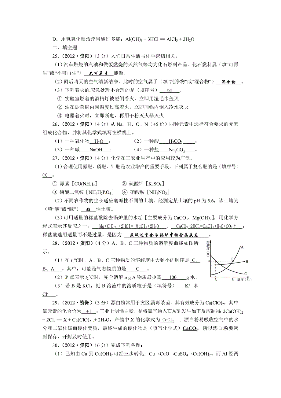 四川省资阳市中考化学试题_第2页