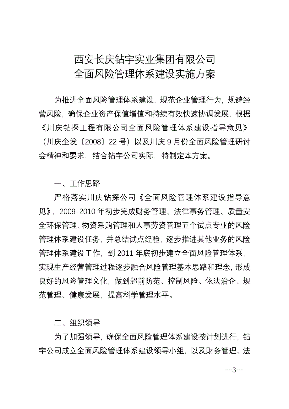 全面风险管理体系建设实施方案_第3页