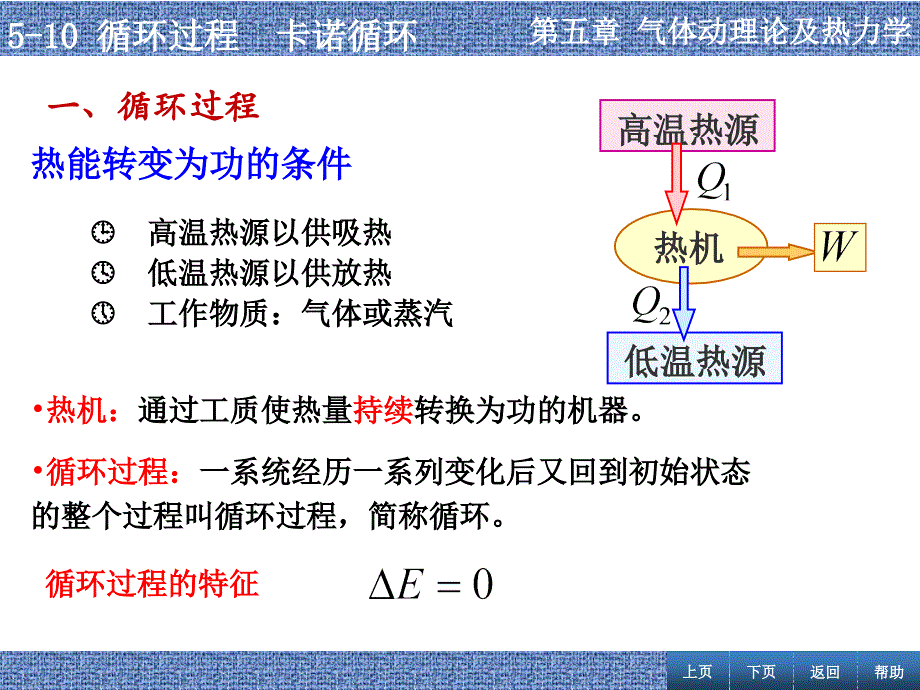 张丹海《简明大学物理》5-10 循环过程  卡诺循环_第1页