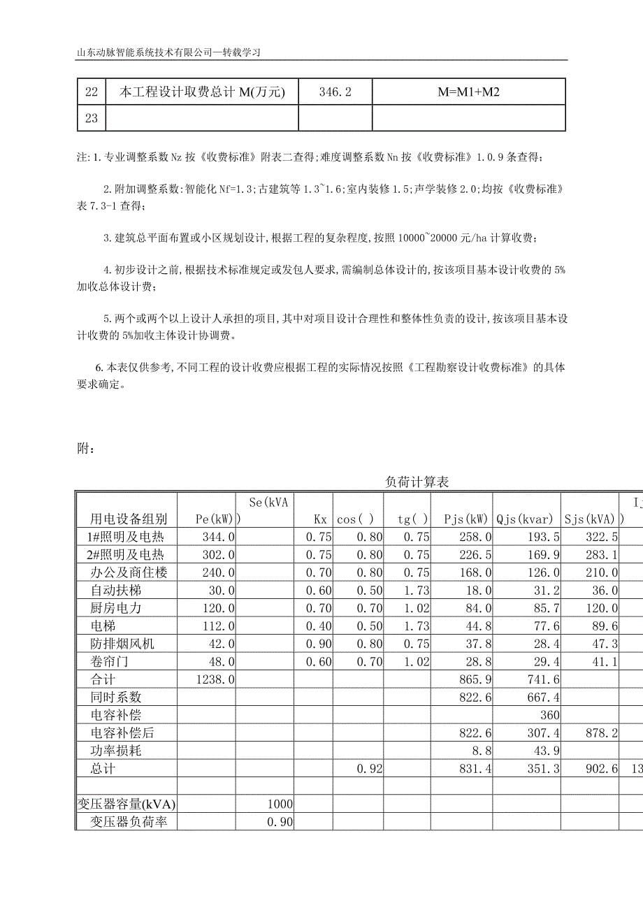 运用Excel实现建筑智能化设计取费计算_第5页