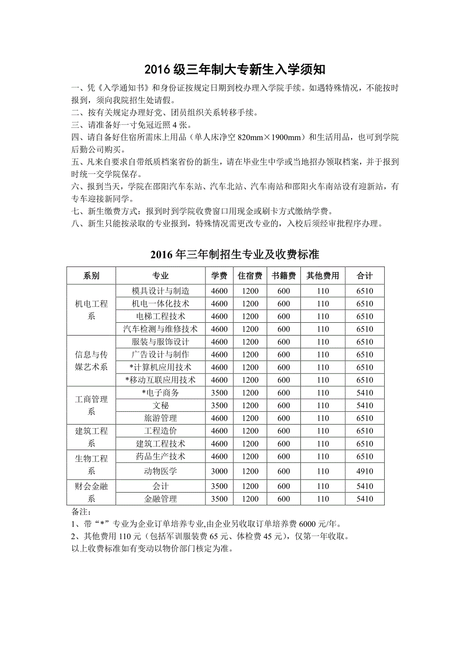 三制大专新生入学须知_第1页