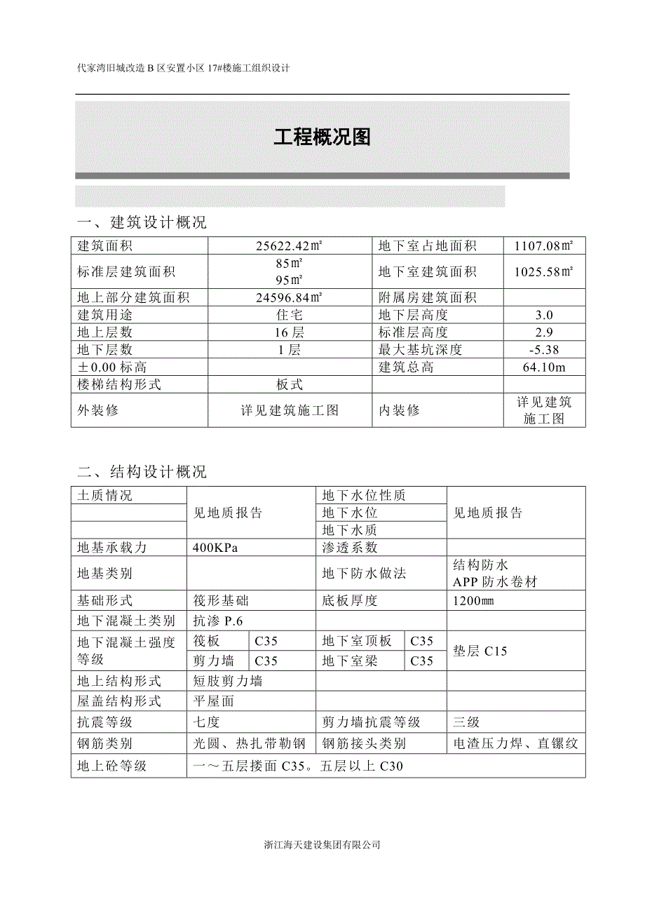 浙江海天建设集团有限公司--高层住宅楼施工组织设计【建筑施工精品】_第1页