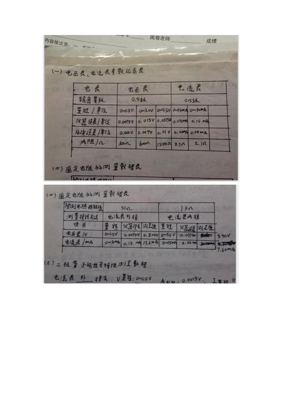 ---用伏安法测固定电阻实验数据及处理分析作图费_第1页