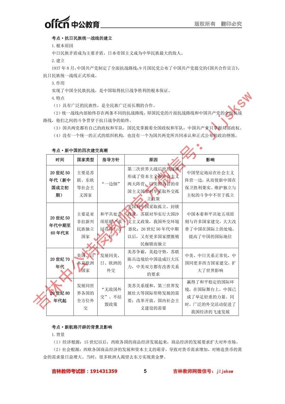 吉林省特岗教师招聘笔试重要分析 （历史学科）_第5页