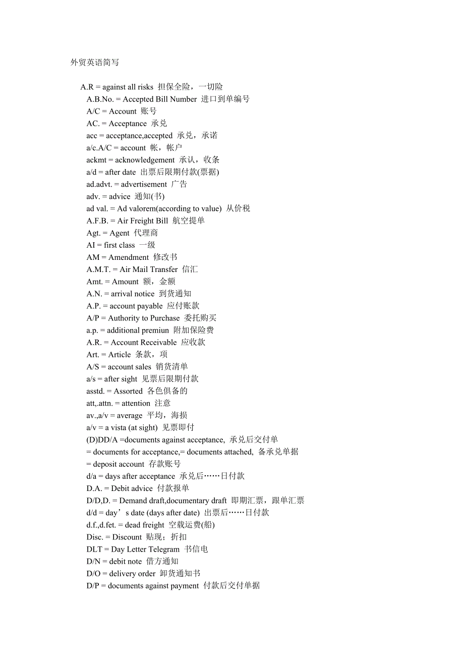 外贸英语简写_第1页