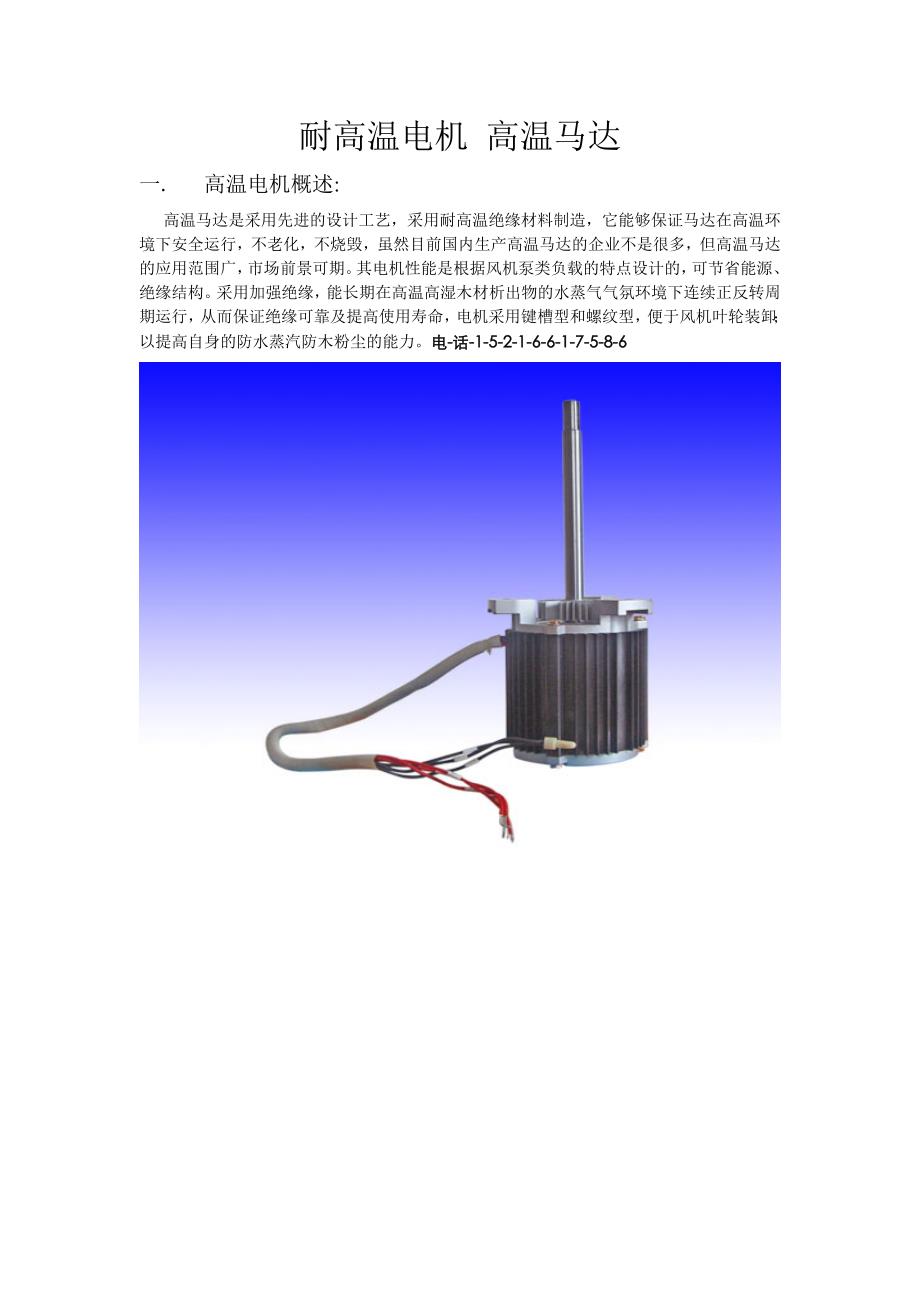 耐高温电机 高温马达_第1页