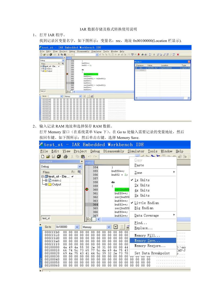 IAR数据存储及格式转换使用说明_第1页