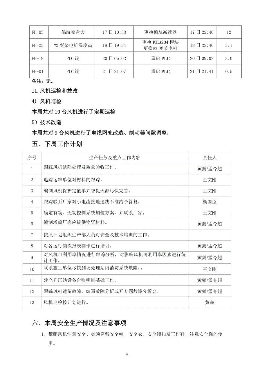 前郭王府风电场2012年第29周生产信息周报_第4页