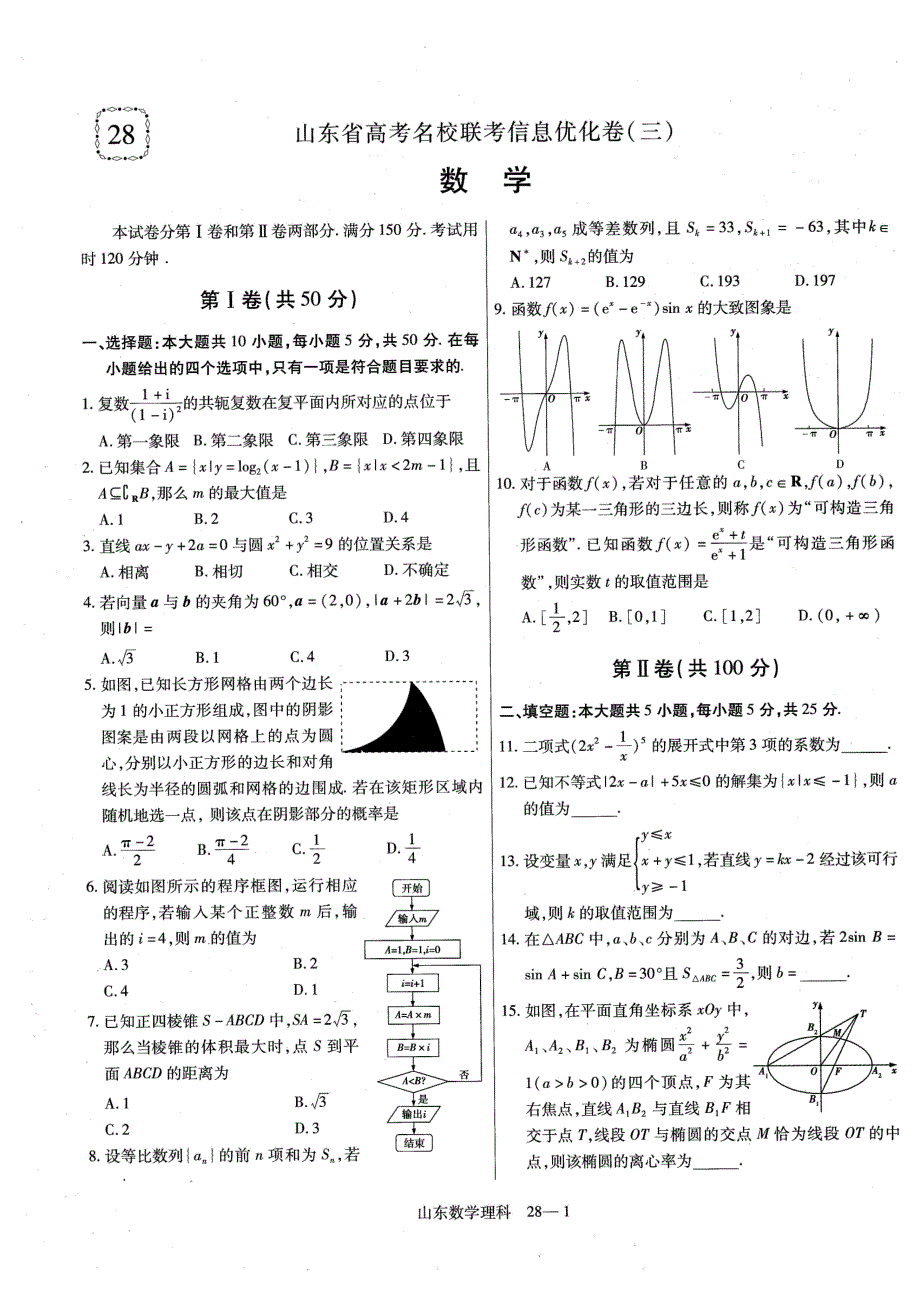 山东省高考名校联考信息优化卷(三)_第1页