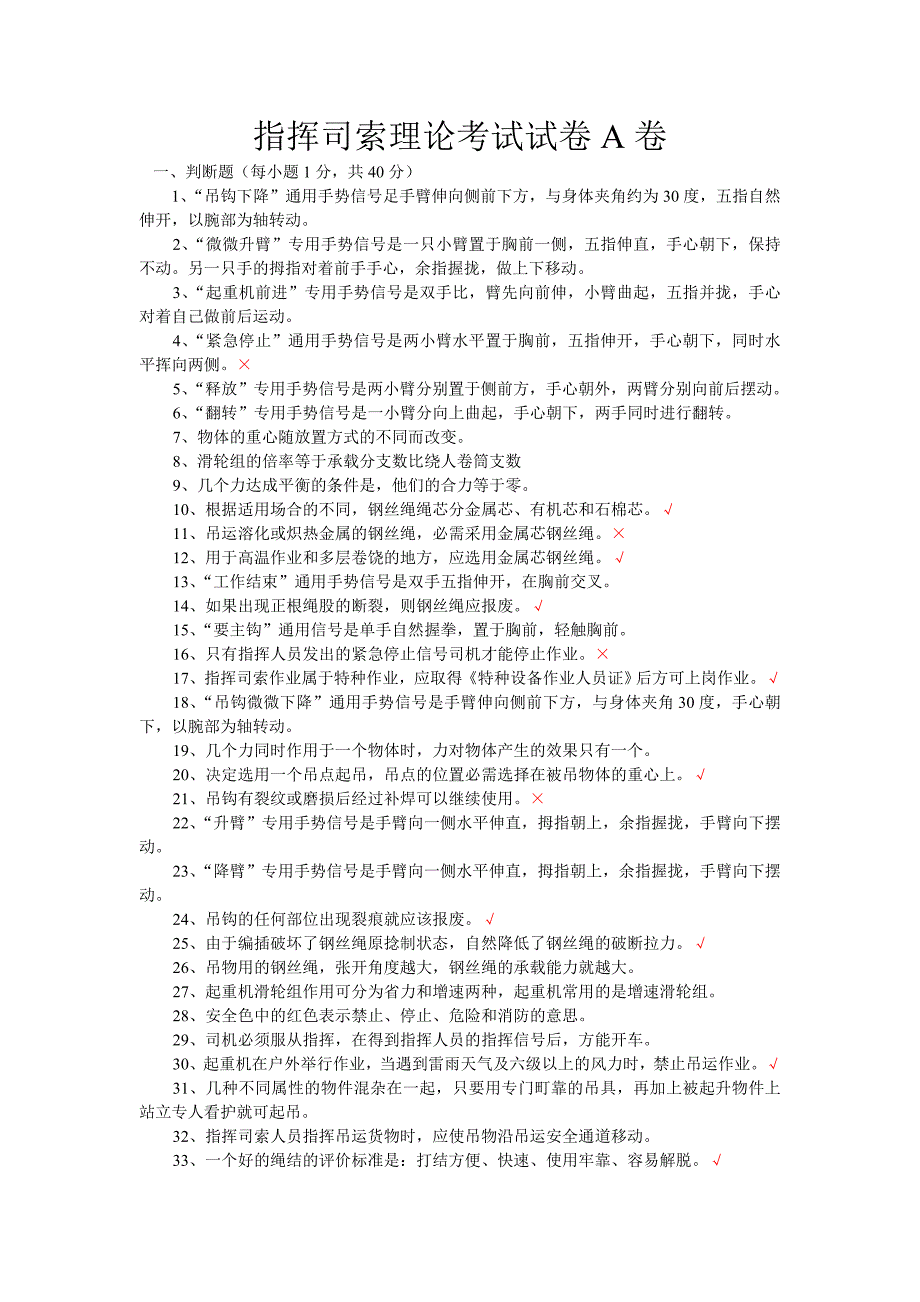 指挥司索理论考试试卷卷_第1页