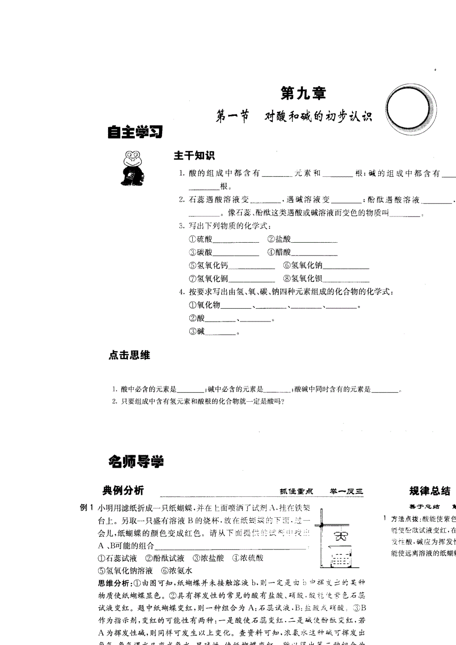 北京课改版化学九年《对酸和碱的初步认识》word教案_第1页