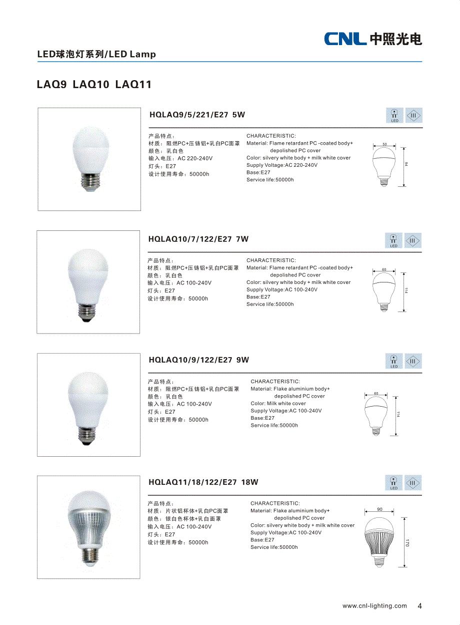 中照光电-led球泡灯规格书_第2页