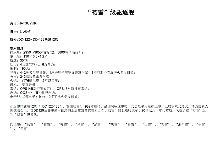 鬼子的舰艇-初雪级_第1页