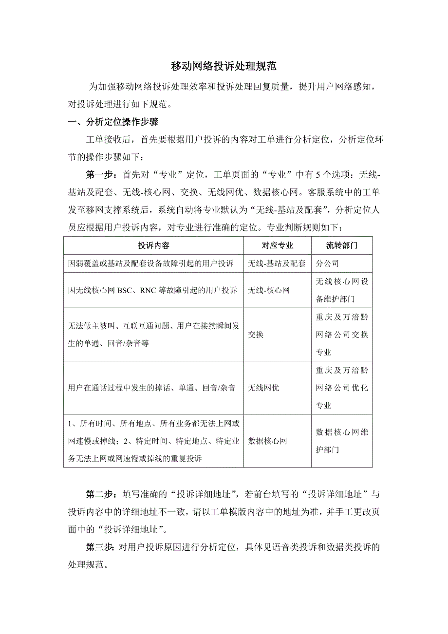 移动网络投诉处理规范_第1页