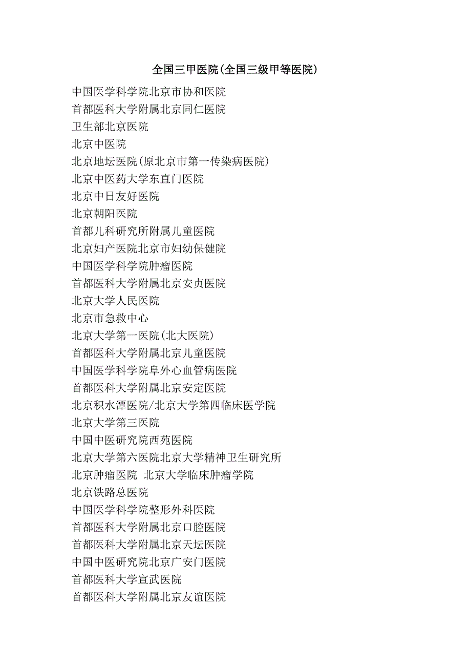 全国三甲医院(全国三级甲等医院)_第1页