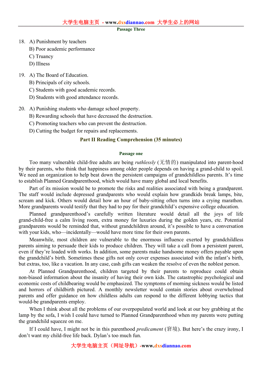 2005年12月大学英语六级考试真题及参考答案_第3页