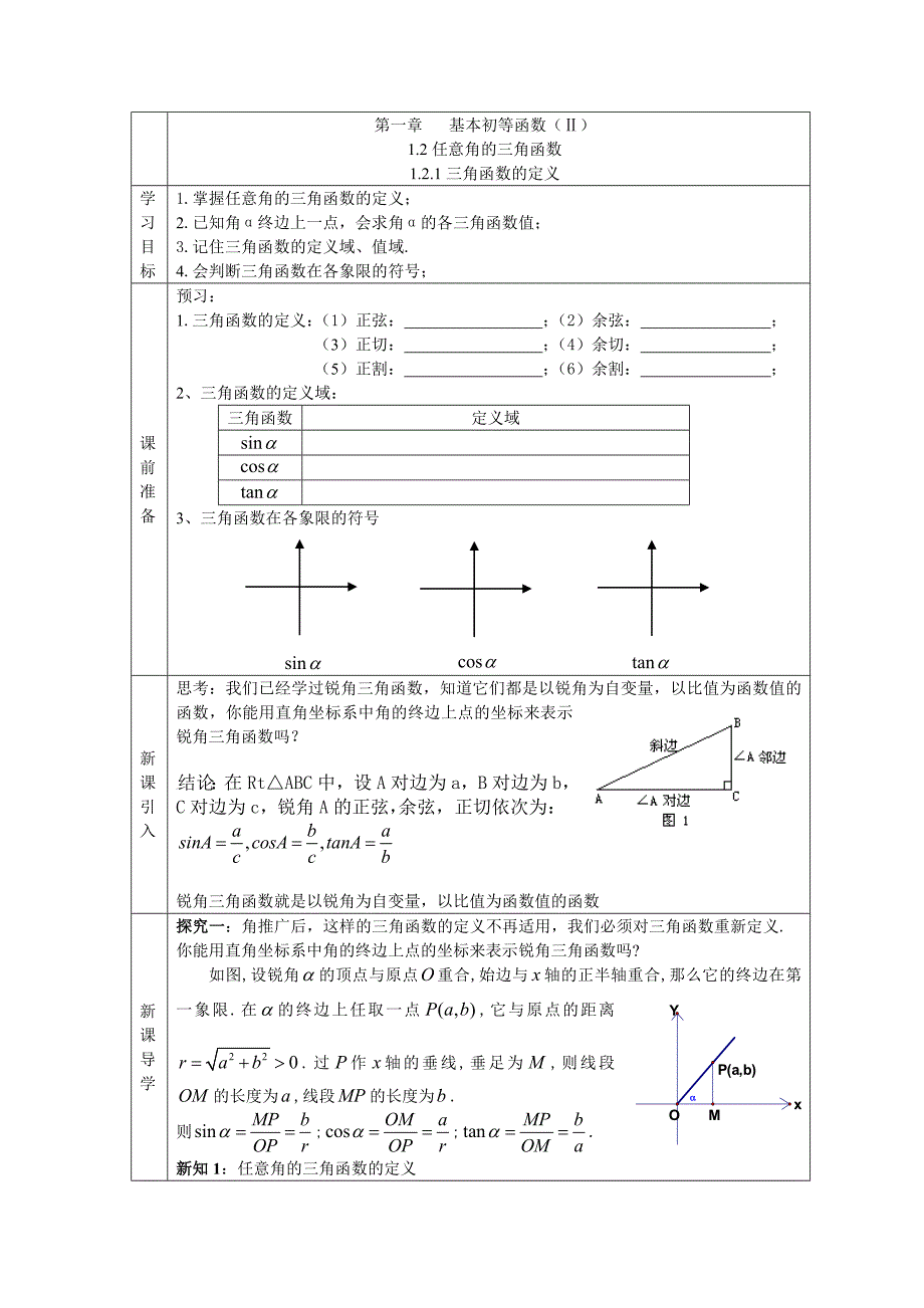 三角函数的定义导学案_第1页