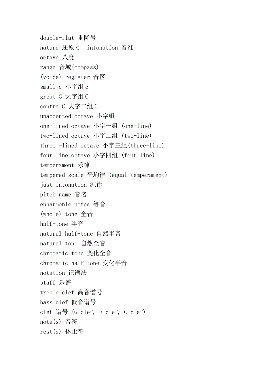一些音乐词汇的中英文对照_第2页