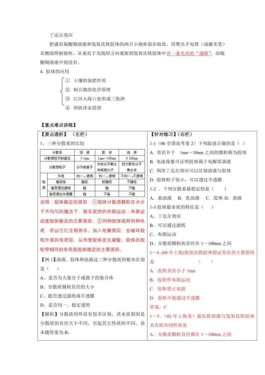 新人教版高中化学必修1《物质的分类》word教案一_第5页