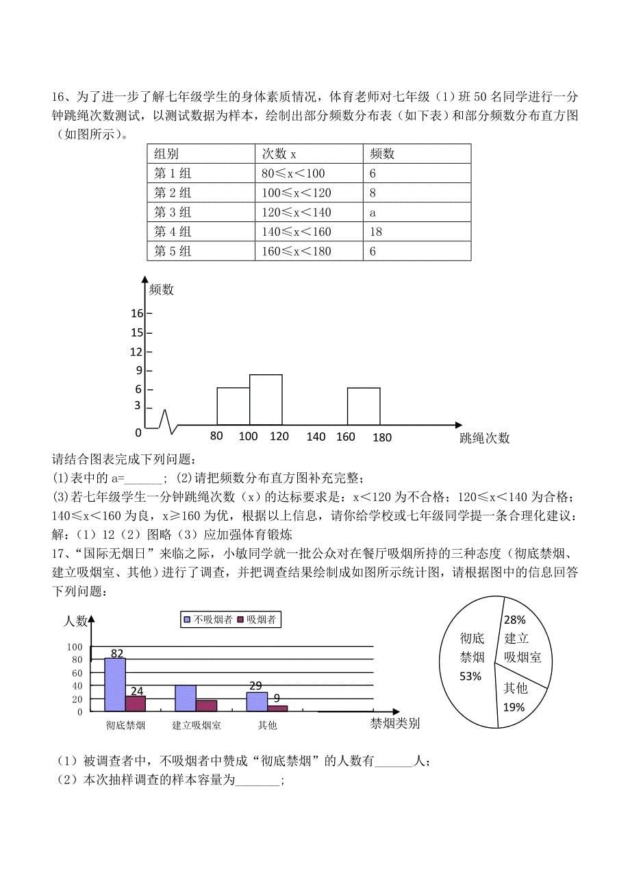 高中数学 第7章数据的收集、整理、描述(复习)_第5页