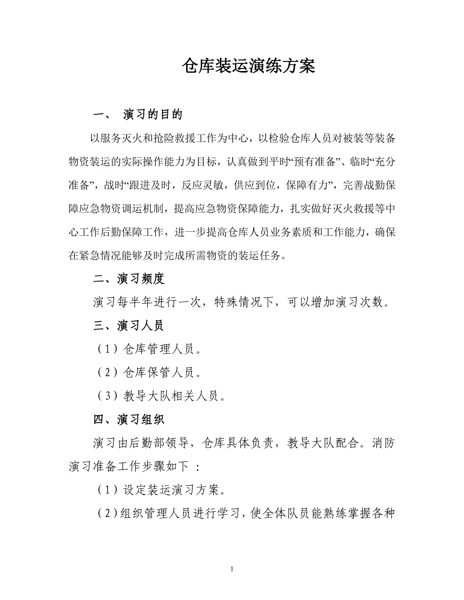 仓库装运演练方案_第1页
