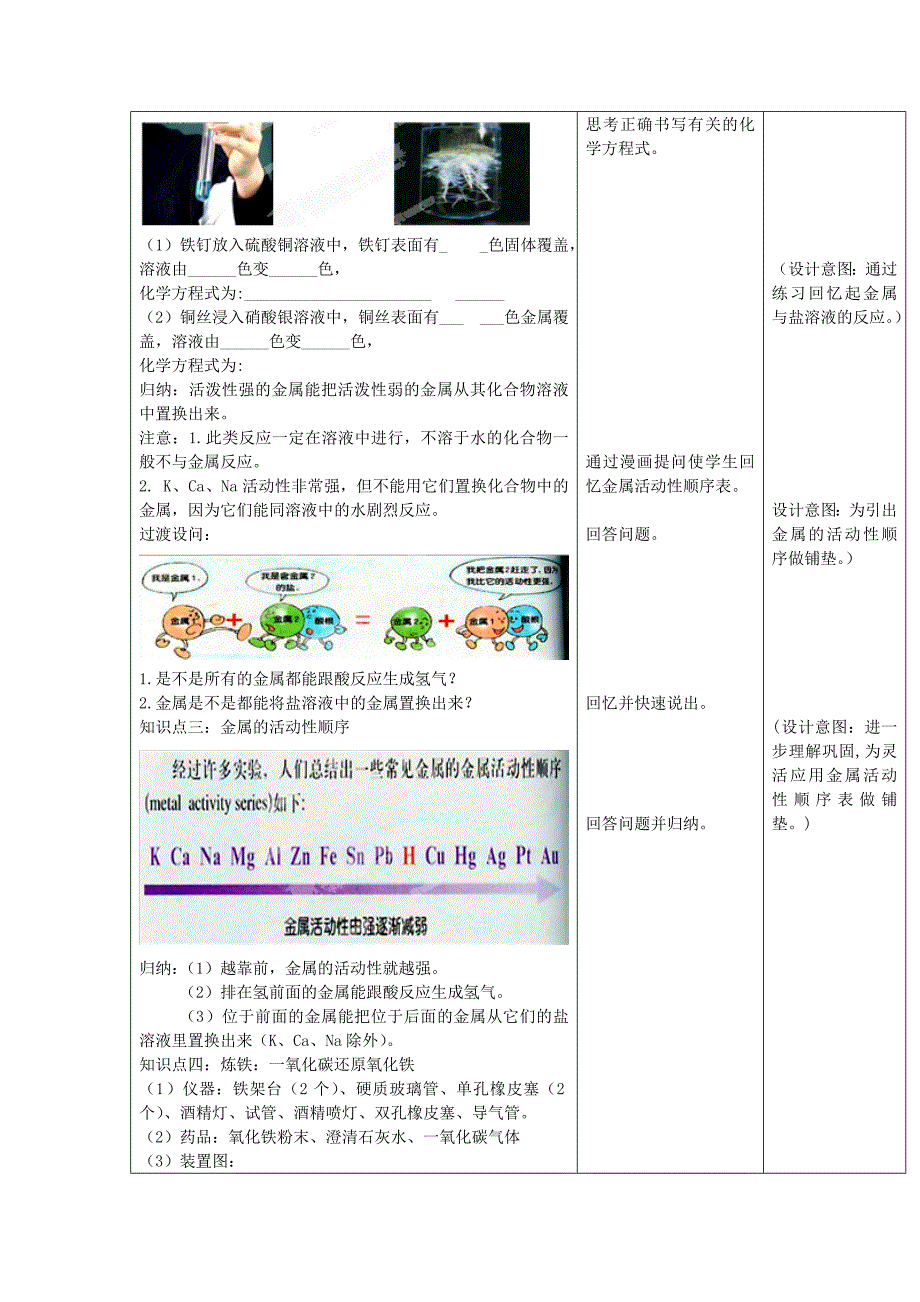 2017秋鲁教版化学九年第九单元《金属》word复习学案_第3页