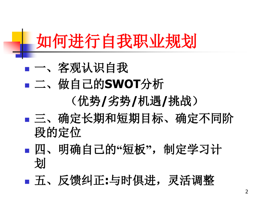 做好职业规划--如何进行自我职业规划ppt_第2页