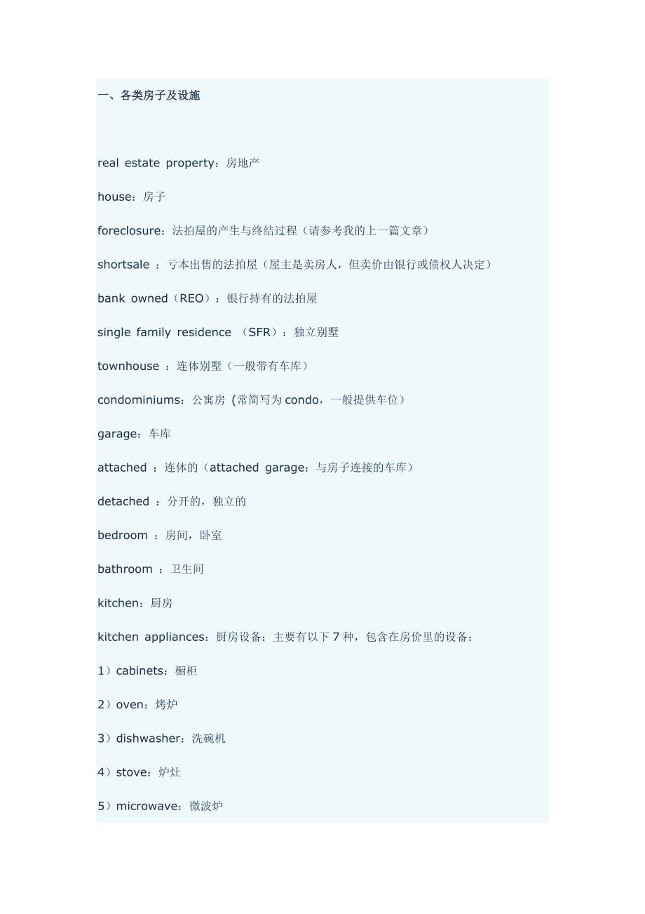 在美国购房最常用的英文术语及其基本含义_第1页