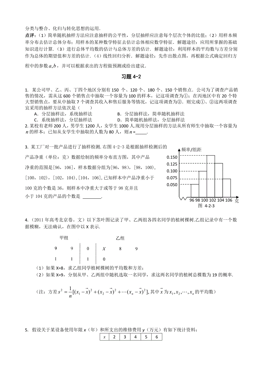 冲刺60天2012年高考文科数学解题策略专题四  概率与统计第二节 统计、统计案例_第4页