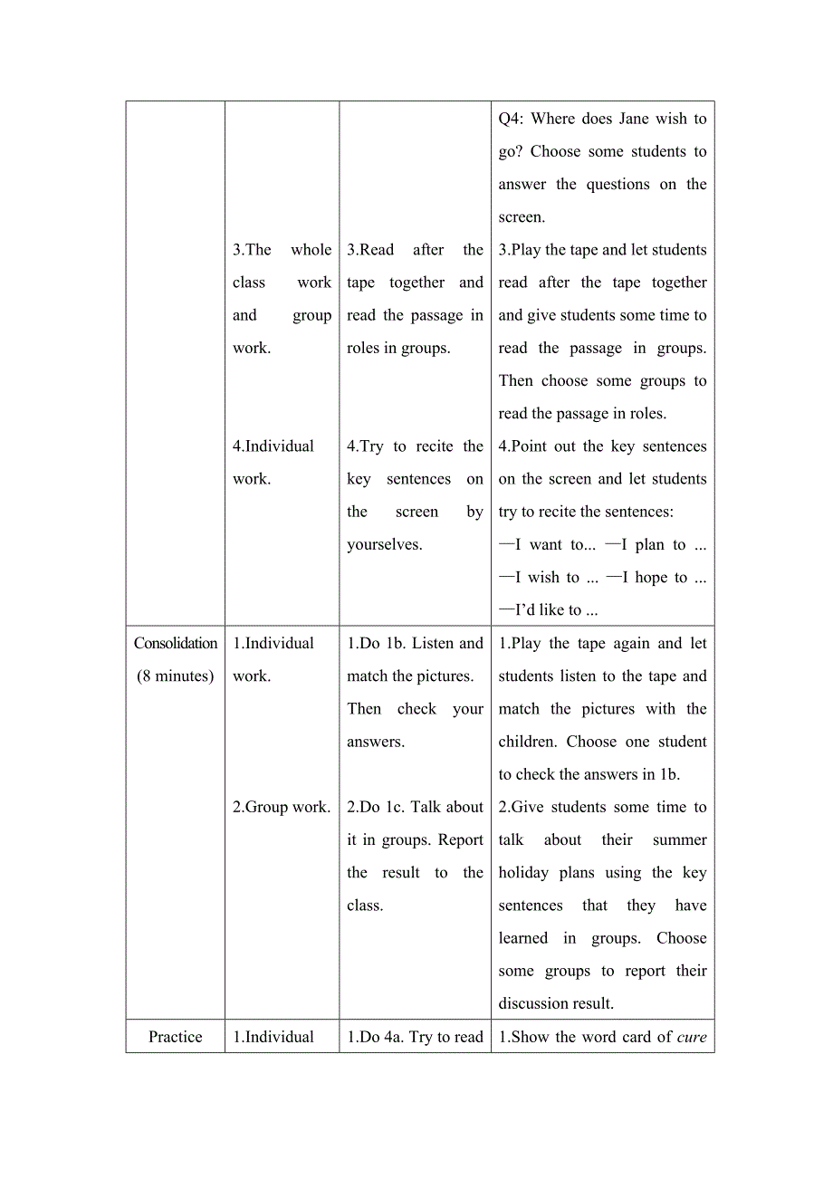 仁爱版英语七年级下册Unit 8 Topic 2《The summer holidays are coming》（SectionA）word教案_第4页