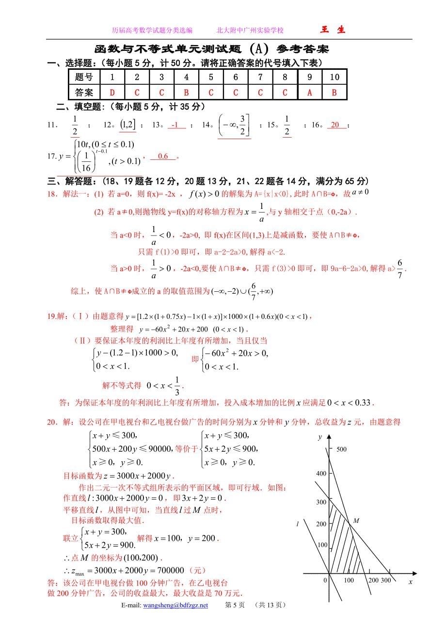 (6)函数与不等式单元测试题（a）_第5页