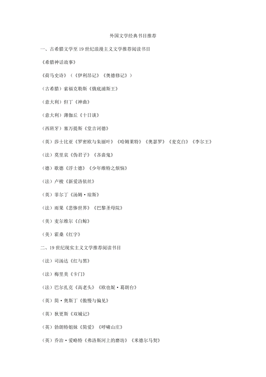 外国文学经典书目推荐_第1页