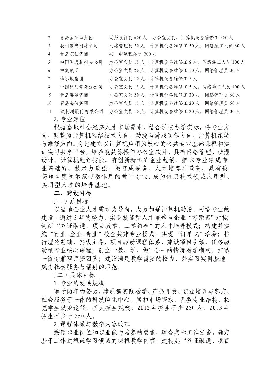 专业三 计算机应用专业及专业群建设计划_第2页