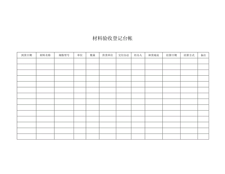 材料验收登记台帐_第1页