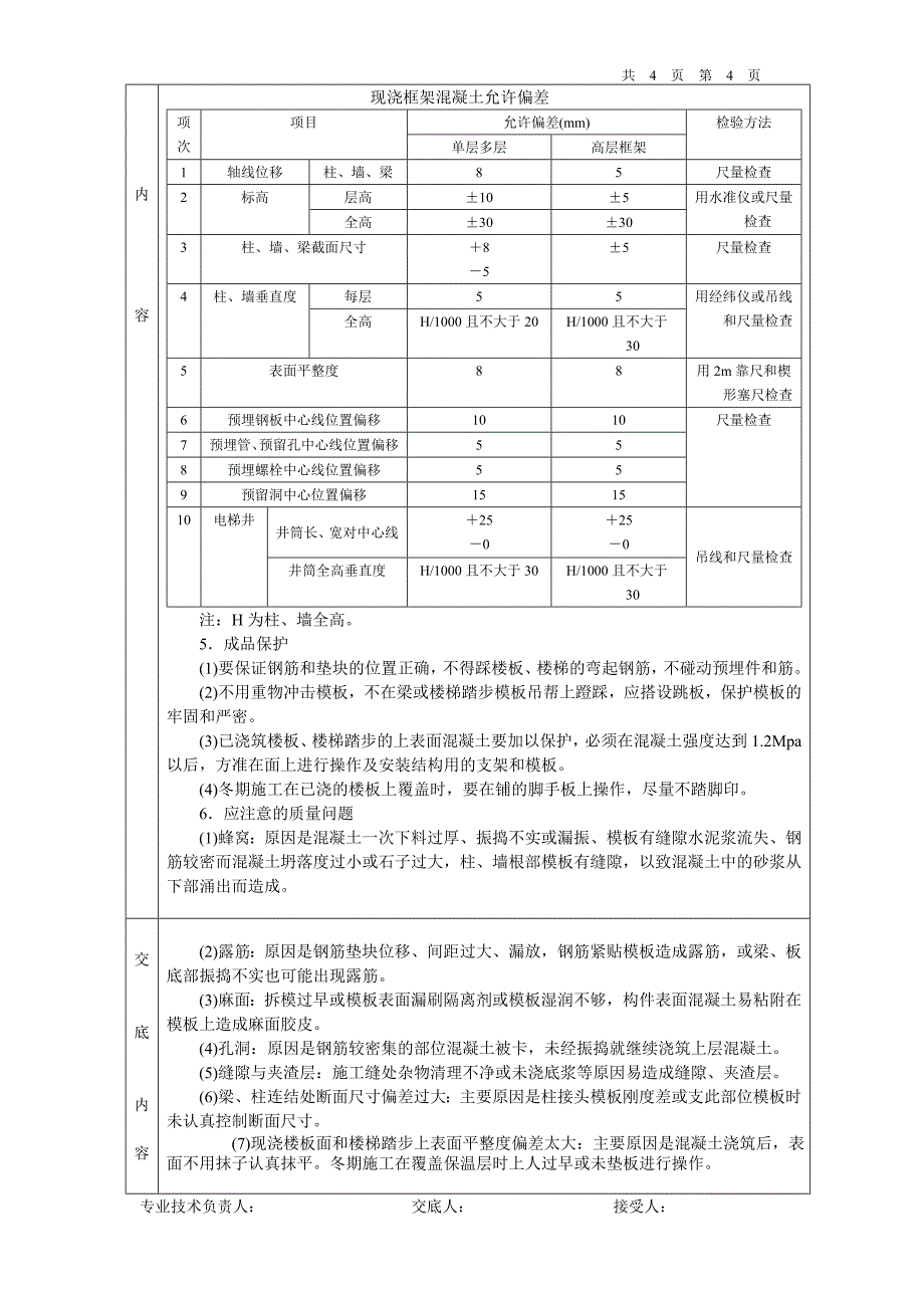 砼浇筑施工技术交底_第4页