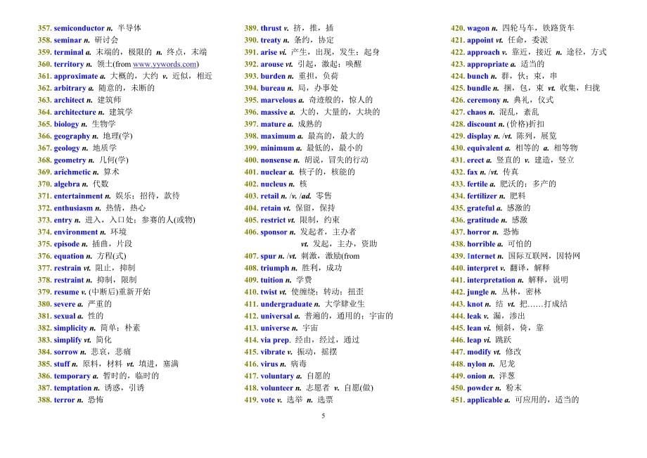四级核心词汇700个学习版_第5页